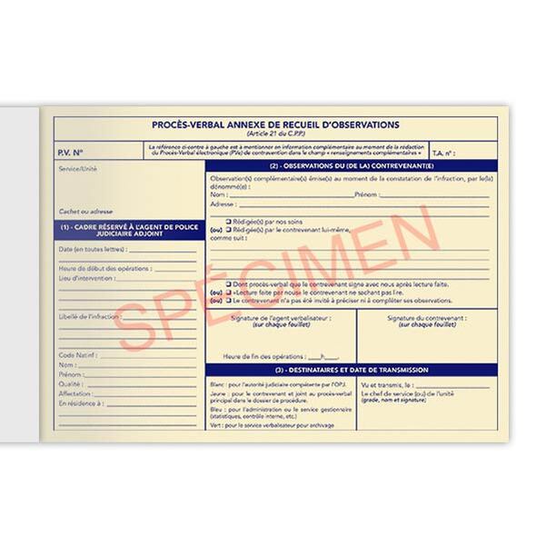 Carnet procès-verbal annexe (PVA) de recueil d'observations - Vignette 3