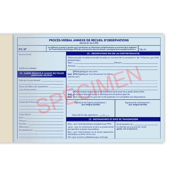 Carnet procès-verbal annexe (PVA) de recueil d'observations - Vignette 4
