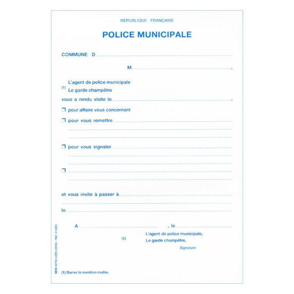 Carnet d'avis de visite pour la police municipale ou le garde champêtre - Vignette 2