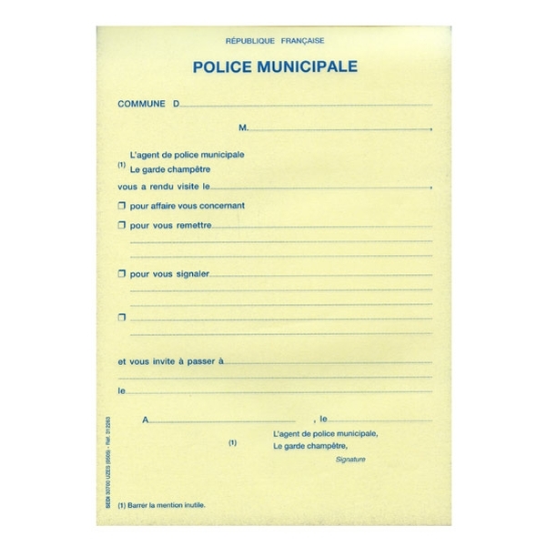 Carnet d'avis de visite pour la police municipale ou le garde champêtre - Vignette 3