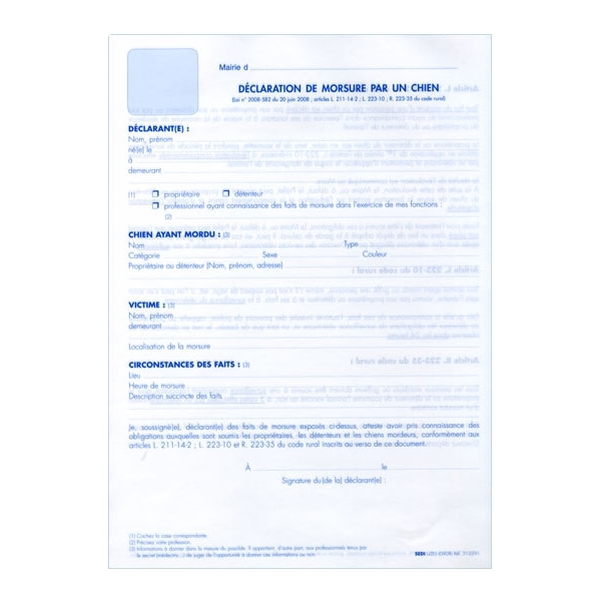 Déclaration de morsures de chiens