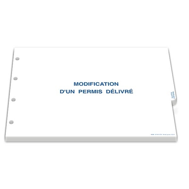 Bloc de 10 feuillets pour modification de permis