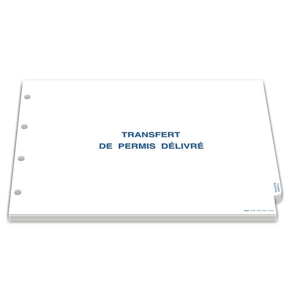 Bloc de 10 feuillets pour transfert de permis