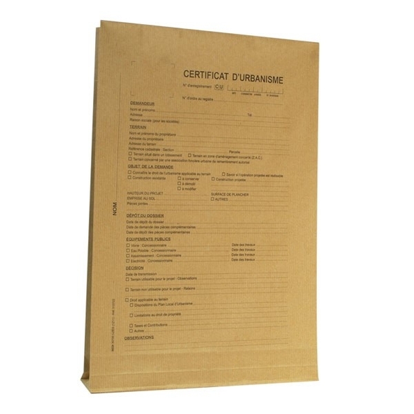Pochette kraft 120 g pour dossier de certificat d'urbanisme
