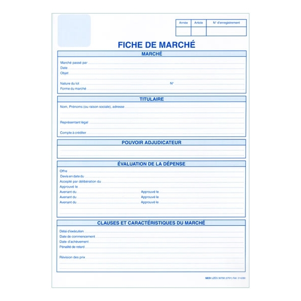 Fiche de dossier de marché public