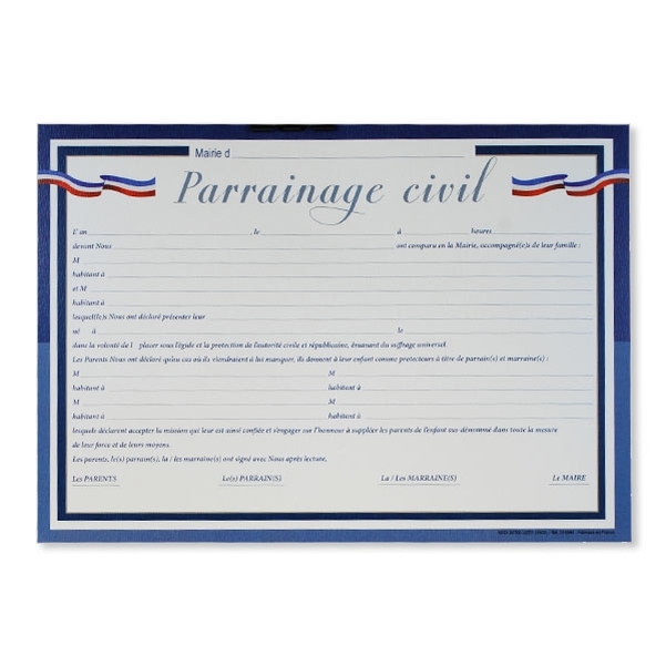 Ensemble chemise, formulaire et diplôme de célébration du parrainage civil - Vignette 4