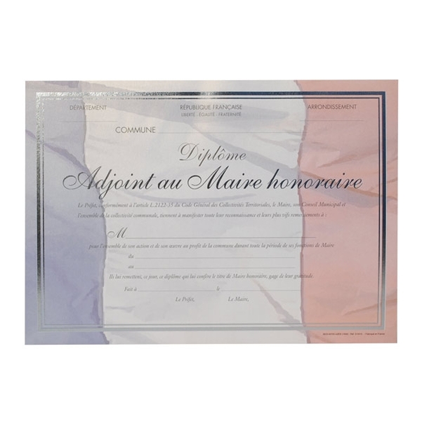 Diplôme adjoint au maire honoraire Design Paper