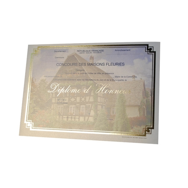Diplôme d'honneur pour maisons fleuries Design Paper - Modèle colombage