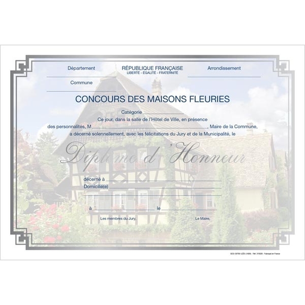 Diplôme d'honneur pour maisons fleuries Design Paper - Modèle colombage - Vignette 2