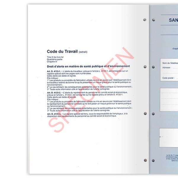 Registre spécial droit d'alerte - Santé publique et environnement - CSE - Vignette 2