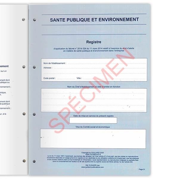 Registre spécial droit d'alerte - Santé publique et environnement - CSE - Vignette 3