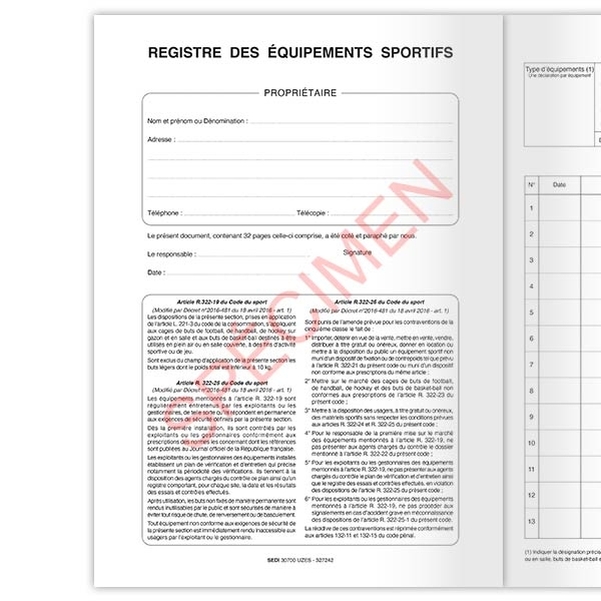 Registre de sécurité pour équipements sportifs - Vignette 2