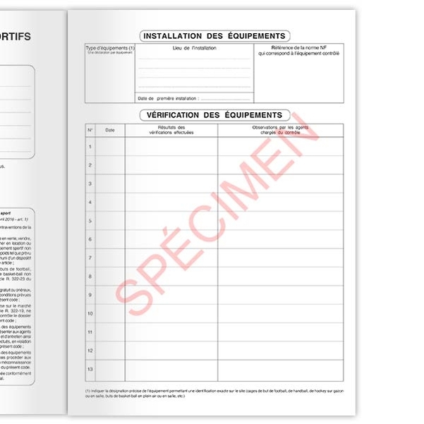 Registre de sécurité pour équipements sportifs - Vignette 3
