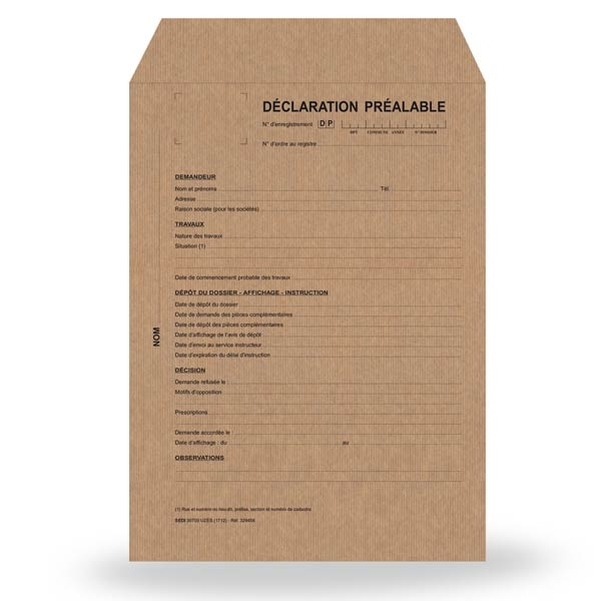 Pochette kraft 120g pour dossier de déclaration préalable - Vignette 2
