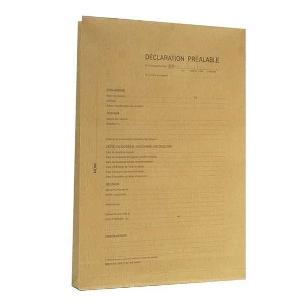 Pochette kraft 120g pour dossier de déclaration préalable