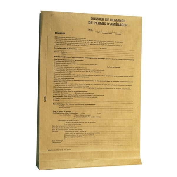 Pochette kraft 120g pour dossier de permis d'aménager