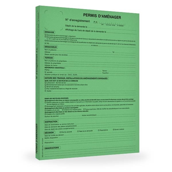 Chemise dossier pour permis d'aménager