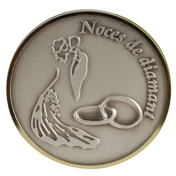 Médaille Noces de Diamant avec impression et écrin