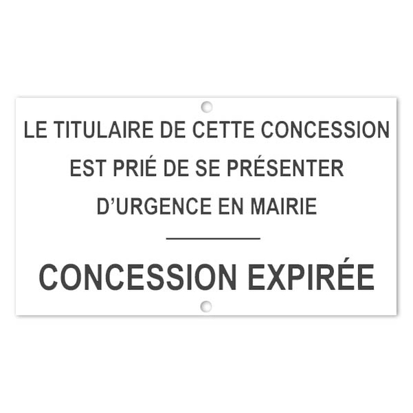 Plaque de cimetière pour concession expirée