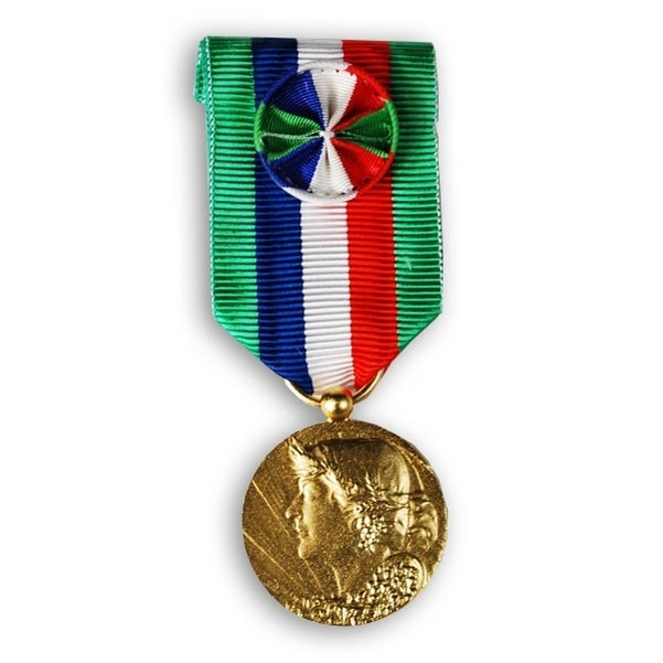 Médaille d'ancienneté agricole en argent doré classe vermeil