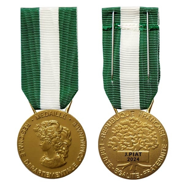 Médaille régionale départementale et communale 30 ans en bronze doré PERSONNALISÉE (secteur publique)