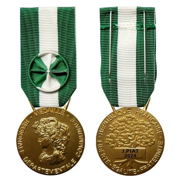 Médaille régionale départementale et communale 35 ans en bronze doré PERSONNALISÉE (secteur publique)