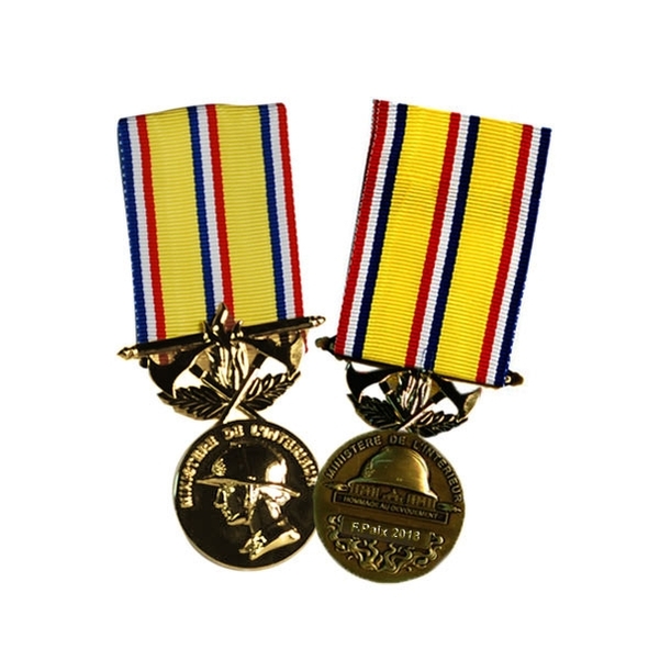 Médaille d'ancienneté Sapeurs Pompiers échelon Grand Or 40 ans avec texte