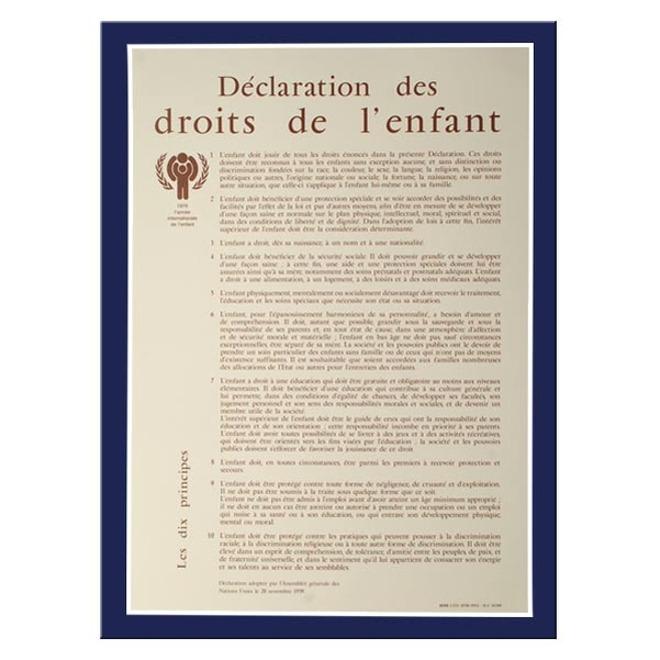 Déclaration des droits de l'enfant encadrée