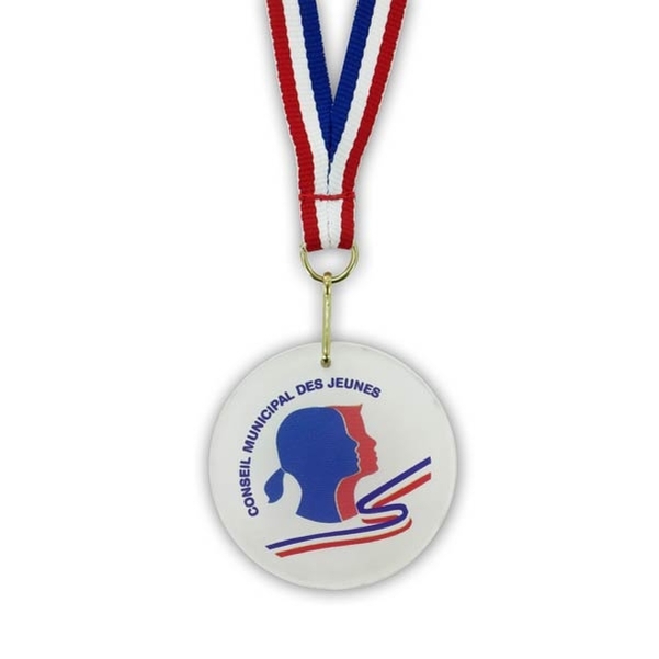Médaille Conseil Municipal des Jeunes en plexi avec ruban