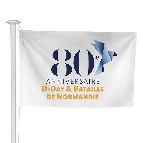 Pavillon D-Day 60x90 cm - Fond Blanc avec Logo