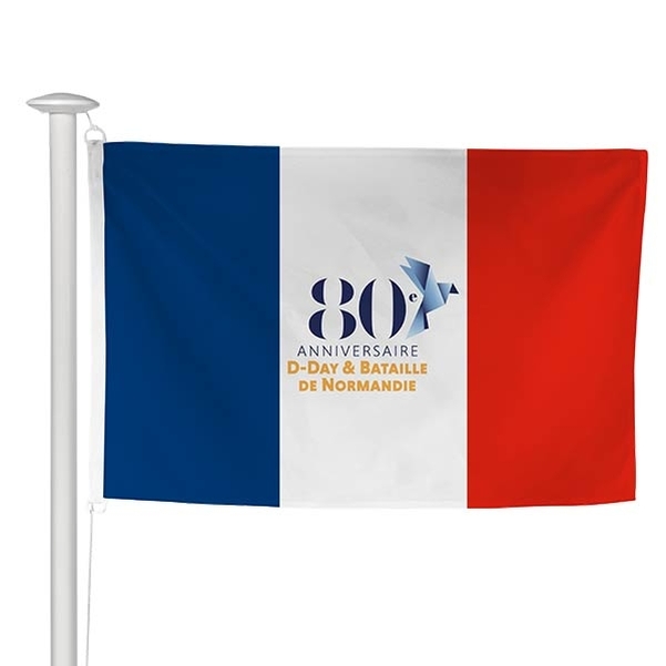 Pavillon D-Day 80X120 cm - Tricolore avec Logo