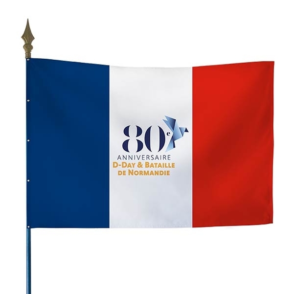 Drapeau D-Day 50X75 - Tricolore avec Logo