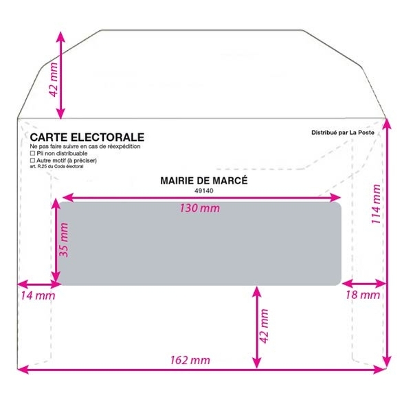 Enveloppes carte électorale à insertion mécanique personnalisées - Boîte de 500