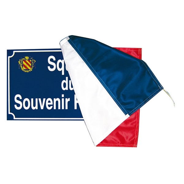 Tissu tricolore pour plaque d'inauguration