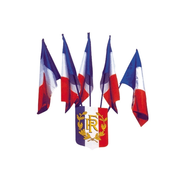 Lot de 5 drapeaux français 60x90 cm avec écusson tricolore