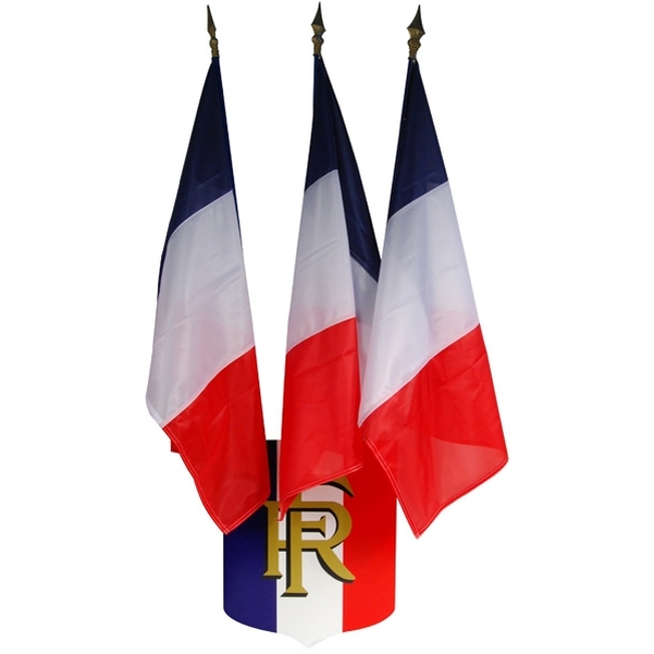 Lot 1 écusson tricolore RF avec 3 drapeaux français 80x120 cm