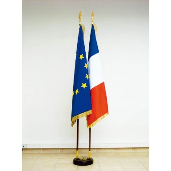 Ensemble de 2 drapeaux d'intérieur avec socle bois - Vignette 2
