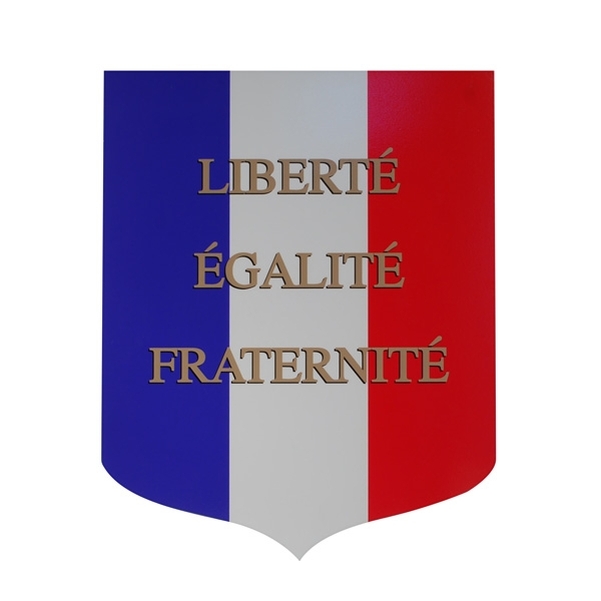 Ecusson porte-drapeaux tricolore Liberté Egalité Fraternité