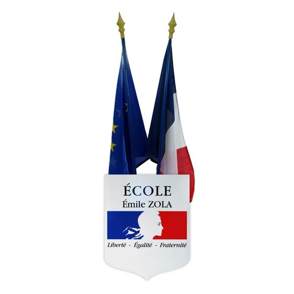 Ensemble loi Peillon - Ecusson Education personnalisé avec 2 drapeaux 60x90cm