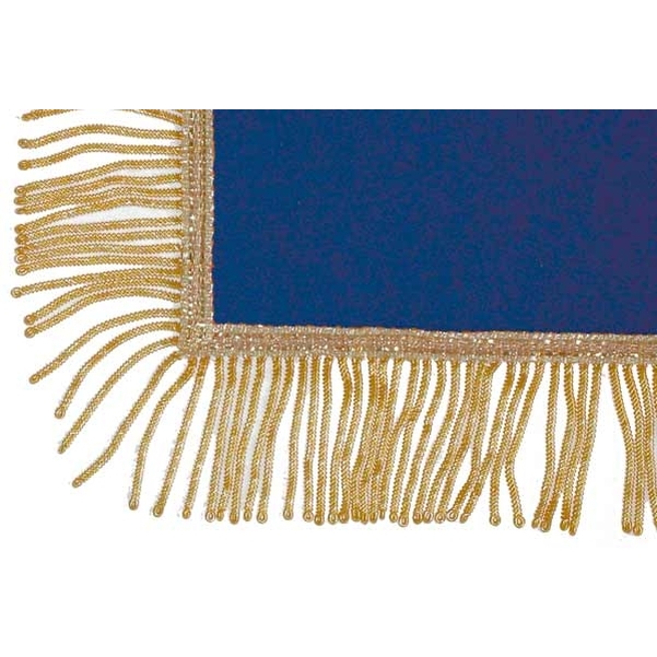 Tapis de table bleu avec franges dorées