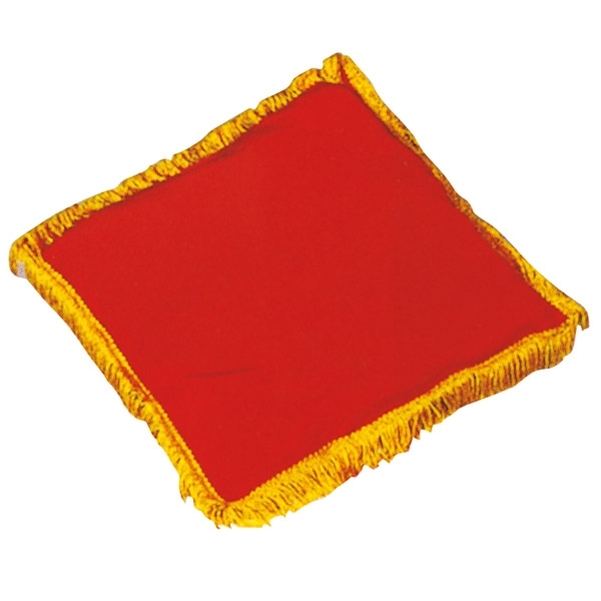 Coussin inauguration en velours grenat avec franges