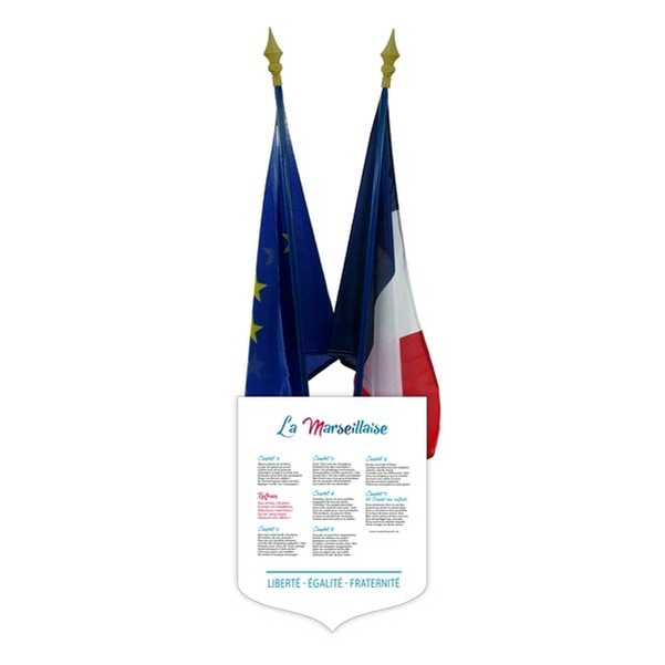 Loi Blanquer - Ensemble Ecusson avec drapeaux 50x75 cm - Version enfant
