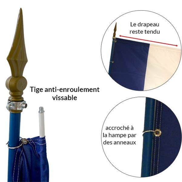 Drapeau 50x75 cm avec système anti-enroulement intégré - Vignette 2