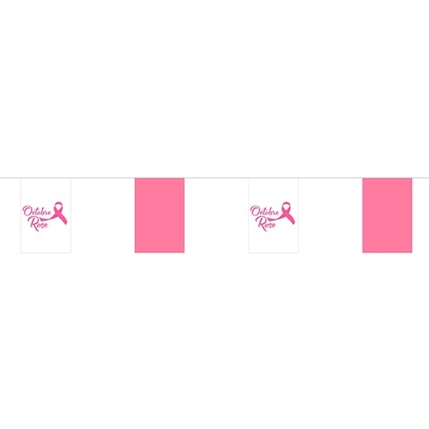 Guirlande Octobre Rose tissus 10m Fanions 20x30cm - Alterné