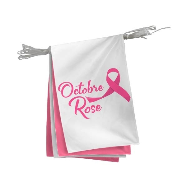 Guirlande Octobre Rose tissus 10m Fanions 20x30cm - Alterné - Vignette 2