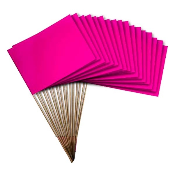 Lot de 50 drapeaux à main Octobre Rose 9,5x16 cm en papier