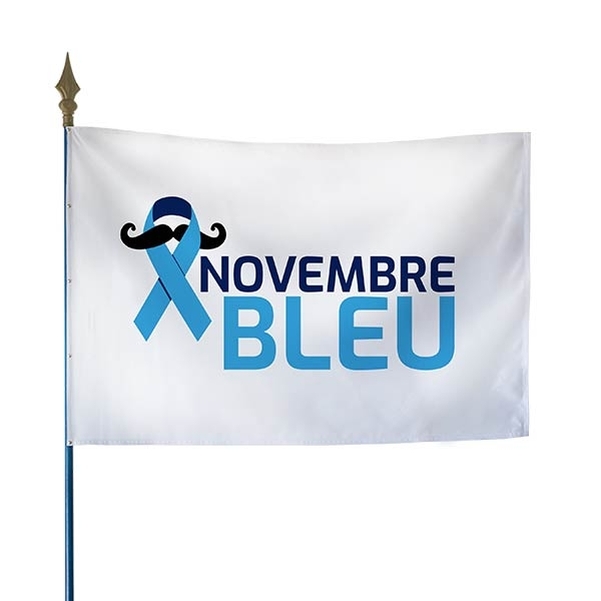 Drapeau Novembre Bleu 80x120 cm - Fond Blanc Logo Bleu
