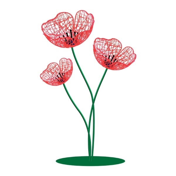 Décor TRIO DE COQUELICOTS 3D 400 CM FIBRE DE VERRE Colorisée