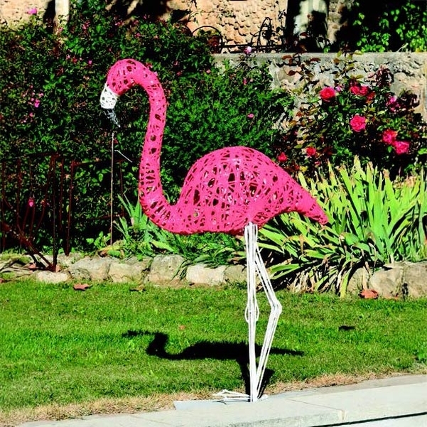 Décor FLAMANT ROSE 3D 140 CM FIBRE DE VERRE Colorisée - Vignette 2