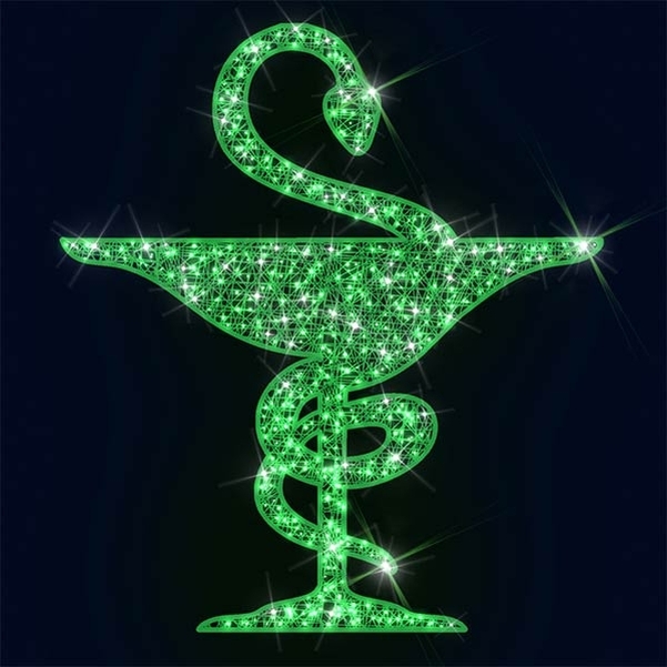 Décor Caducée Pharmacie avec Led Scintillants Vert 1,5 x 1,34 m